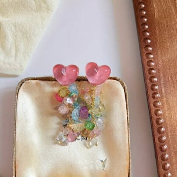 Dangle Earrings Sweet Heart Design Match Daily Outfits Party Accessories - Picture 7 of 8